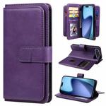 For iPhone 17 Air Multi-Function Wallet 10 Card Slots Leather Phone Case(Violet)