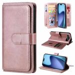 For iPhone 17 Air Multi-Function Wallet 10 Card Slots Leather Phone Case(Rose Gold)