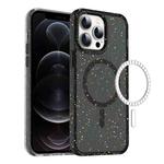 For iPhone 12 Pro Colorful Ink-splash Magsafe PC Hybrid TPU Phone Case(Black)