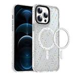 For iPhone 12 Pro Max Colorful Ink-splash Magsafe PC Hybrid TPU Phone Case(White)