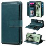 For Samsung Galaxy S24 FE 5G Multi-Function Wallet 10 Card Slots Leather Phone Case(Dark Green)