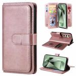 For Samsung Galaxy S24 FE 5G Multi-Function Wallet 10 Card Slots Leather Phone Case(Rose Gold)