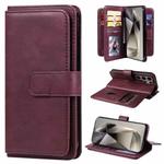For Samsung Galaxy S25 Ultra 5G Multi-Function Wallet 10 Card Slots Leather Phone Case(Claret)