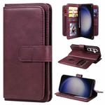 For Samsung Galaxy S25 / S24 5G Multi-Function Wallet 10 Card Slots Leather Phone Case(Claret)