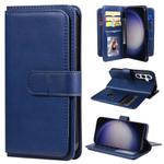 For Samsung Galaxy S25 / S24 5G Multi-Function Wallet 10 Card Slots Leather Phone Case(Dark Blue)