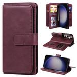 For Samsung Galaxy S25+ / S24+ 5G Multi-Function Wallet 10 Card Slots Leather Phone Case(Claret)