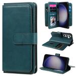 For Samsung Galaxy S25+ / S24+ 5G Multi-Function Wallet 10 Card Slots Leather Phone Case(Dark Green)