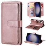 For Samsung Galaxy S25+ / S24+ 5G Multi-Function Wallet 10 Card Slots Leather Phone Case(Rose Gold)