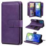 For Motorola Moto G04 / G24 Multi-Function Wallet 10 Card Slots Leather Phone Case(Violet)