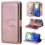 For Motorola Moto G04 / G24 Multi-Function Wallet 10 Card Slots Leather Phone Case(Rose Gold)