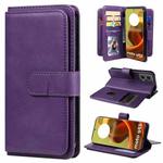 For Motorola Moto G85 Multi-Function Wallet 10 Card Slots Leather Phone Case(Violet)