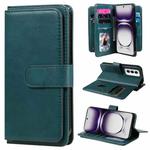 For OPPO Reno12 5G Global Multi-Function Wallet 10 Card Slots Leather Phone Case(Dark Green)