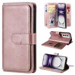 For OPPO Reno12 5G Global Multi-Function Wallet 10 Card Slots Leather Phone Case(Rose Gold)