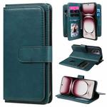 For OPPO Reno12 Pro Global Multi-Function Wallet 10 Card Slots Leather Phone Case(Dark Green)