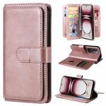 For OPPO Reno12 Pro Global Multi-Function Wallet 10 Card Slots Leather Phone Case(Rose Gold)