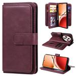 For OPPO Reno12 F 5G Global Multi-Function Wallet 10 Card Slots Leather Phone Case(Claret)