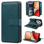 For OPPO Reno12 F 5G Global Multi-Function Wallet 10 Card Slots Leather Phone Case(Dark Green)