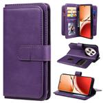 For OPPO Reno12 F 5G Global Multi-Function Wallet 10 Card Slots Leather Phone Case(Violet)