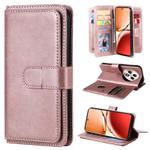 For OPPO Reno12 F 5G Global Multi-Function Wallet 10 Card Slots Leather Phone Case(Rose Gold)