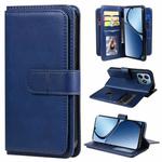 For Realme C63 / C61 / Note 60 Multi-Function Wallet 10 Card Slots Leather Phone Case(Dark Blue)