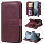 For Xiaomi Poco F6 Pro Multi-Function Wallet 10 Card Slots Leather Phone Case(Claret)