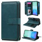 For Redmi 13 4G Global Multi-Function Wallet 10 Card Slots Leather Phone Case(Dark Green)