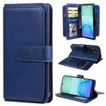 For Redmi 13 4G Global Multi-Function Wallet 10 Card Slots Leather Phone Case(Dark Blue)