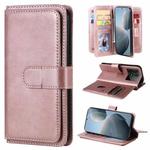 For Redmi K70 Multi-Function Wallet 10 Card Slots Leather Phone Case(Rose Gold)