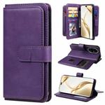 For Honor 200 Pro Multi-Function Wallet 10 Card Slots Leather Phone Case(Violet)