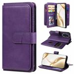 For Honor 200 Multi-Function Wallet 10 Card Slots Leather Phone Case(Violet)