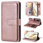 For Honor 200 Multi-Function Wallet 10 Card Slots Leather Phone Case(Rose Gold)