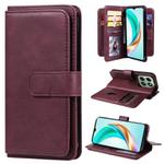 For Honor X6b Multi-Function Wallet 10 Card Slots Leather Phone Case(Claret)