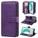 For Honor X6b Multi-Function Wallet 10 Card Slots Leather Phone Case(Violet)