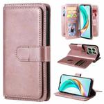 For Honor X6b Multi-Function Wallet 10 Card Slots Leather Phone Case(Rose Gold)