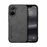 For Redmi A5 4G 171.7mm / Xiaomi Poco C71 Skin Feel Magnetic Leather Back Phone Case(Dark Grey)