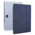 For OnePlus Pad 2 Tri-fold Clear TPU Smart Leather Tablet Case with Pen Slot(Dark Blue)