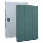 For OnePlus Pad 2 Tri-fold Clear TPU Smart Leather Tablet Case with Pen Slot(Dark Green)