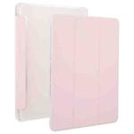 For OnePlus Pad 2 Tri-fold Clear TPU Smart Leather Tablet Case with Pen Slot(Sand Pink)