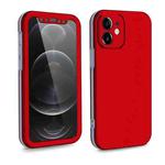 For iPhone 12 Two Color Full Protective 3-in-1 Phone Case(Red)