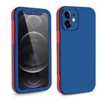 For iPhone 12 Two Color Full Protective 3-in-1 Phone Case(Blue)