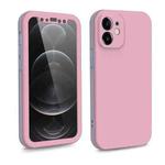 For iPhone 12 mini Two Color Full Protective 3-in-1 Phone Case(Pink)