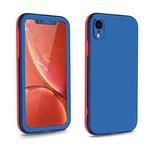 For iPhone XR Two Color Full Protective 3-in-1 Phone Case(Blue)