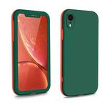 For iPhone XR Two Color Full Protective 3-in-1 Phone Case(Dark Green)