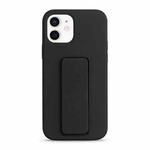 For iPhone 12 Liquid Silicone Holder Phone Case(Black)