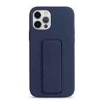 For iPhone 12 Pro Liquid Silicone Holder Phone Case(Midnight Blue)