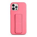 For iPhone 12 Pro Liquid Silicone Holder Phone Case(Rose Pink)