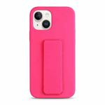 For iPhone 14 Plus Liquid Silicone Holder Phone Case(Brilliant Pink)