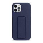 For iPhone 14 Pro Liquid Silicone Holder Phone Case(Midnight Blue)