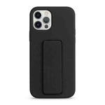 For iPhone 15 Pro Liquid Silicone Holder Phone Case(Black)