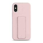 For iPhone XS / X Liquid Silicone Holder Phone Case(Sand Pink)